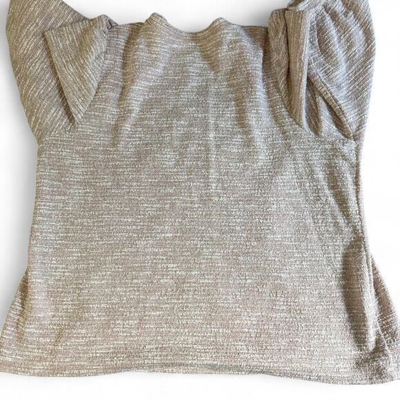 Anne Klein Plus 2X Pink Boucle Knit Top Metallic Shimmer 3/4 Balloon Sleeve - Picture 8 of 9